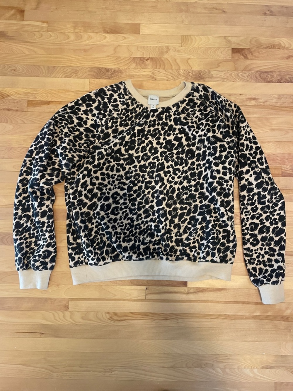 Maeve Leopard Print Crewneck Sweatshirt Size Medium